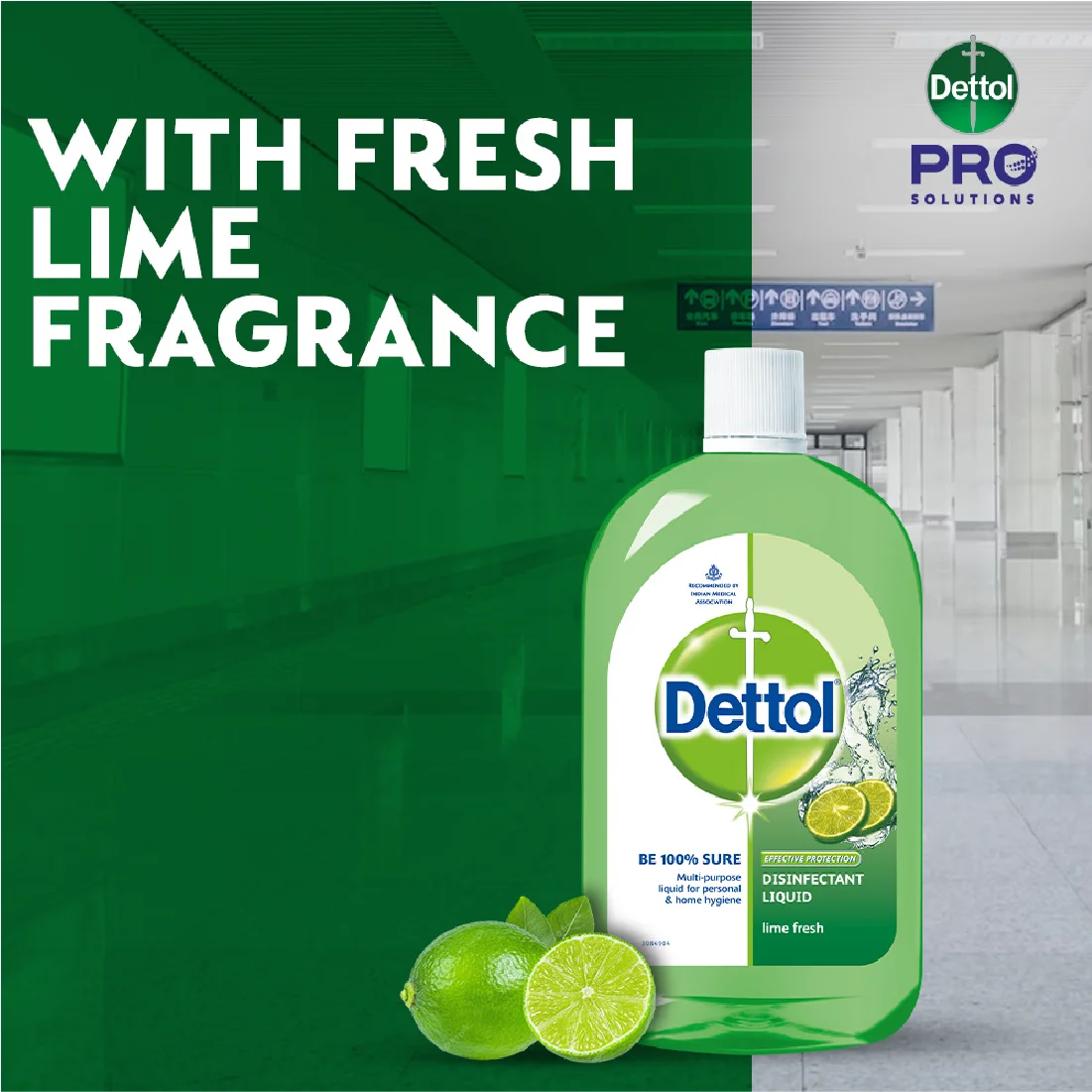 Dettol Disinfectant Liquid, Lime, 1L