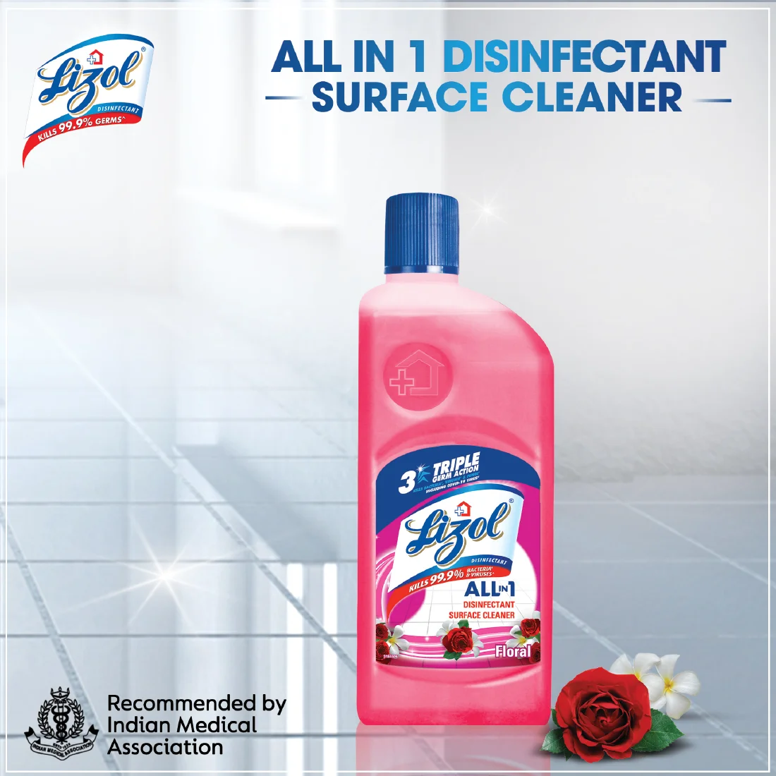 Lizol Disinfectant Surface Cleaner, Floral, 500ml