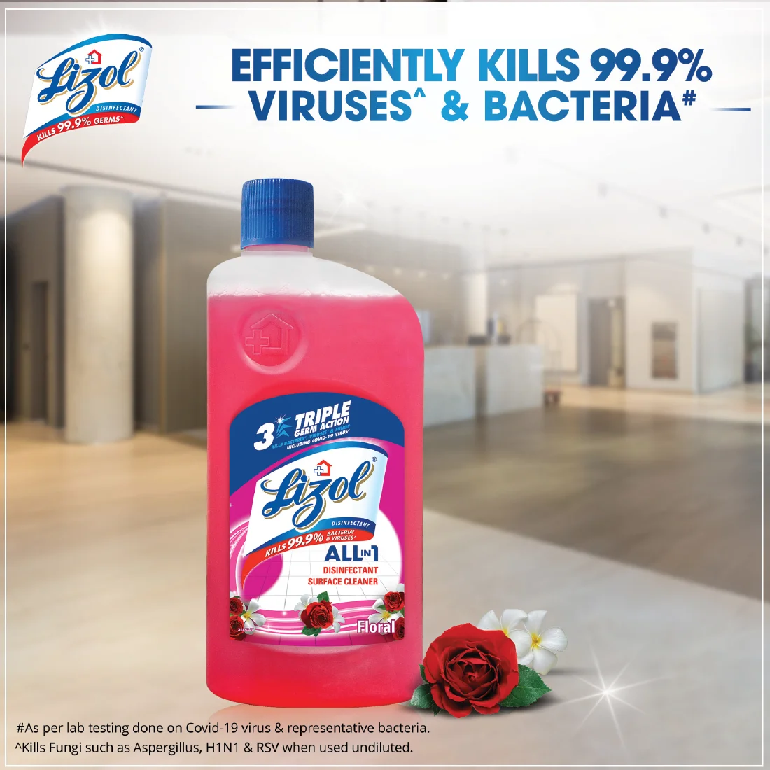 Lizol Disinfectant Surface Cleaner, Floral, 975ml