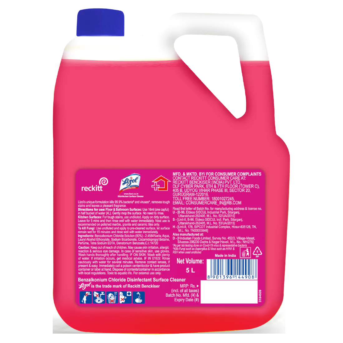 Lizol Disinfectant Surface Cleaner, Floral, 5L